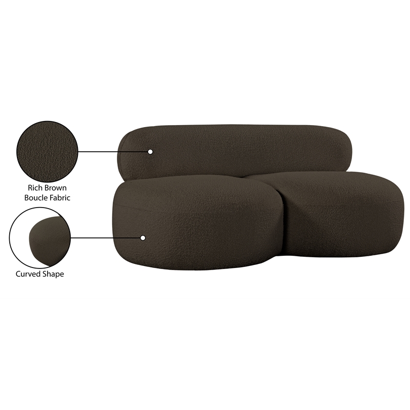 Meridian Furniture Venti Brown Boucle Fabric Loveseat