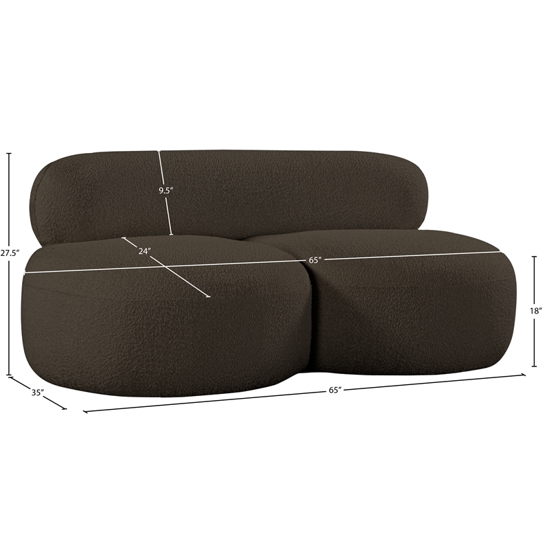 Meridian Furniture Venti Brown Boucle Fabric Loveseat