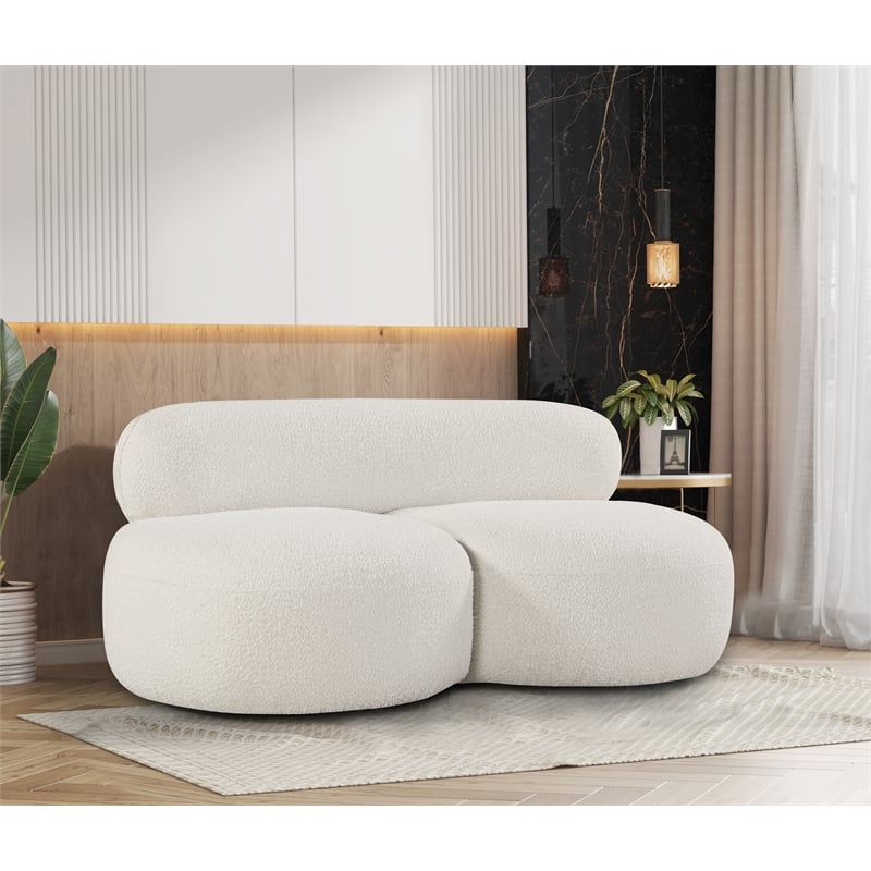 Meridian Furniture Venti Cream Boucle Fabric Loveseat