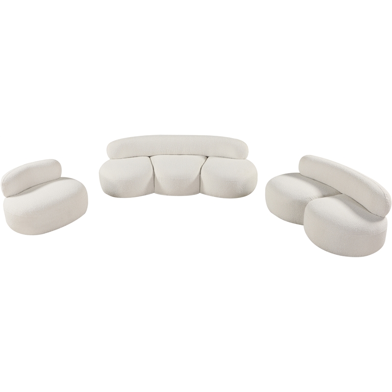 Meridian Furniture Venti Cream Boucle Fabric Loveseat