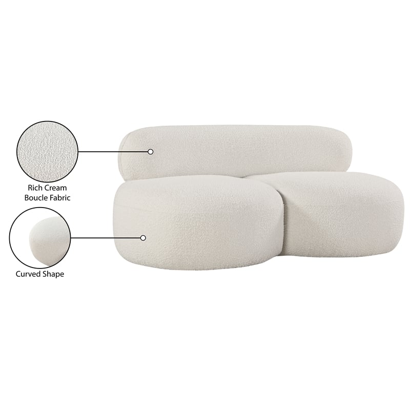 Meridian Furniture Venti Cream Boucle Fabric Loveseat