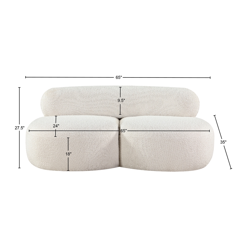 Meridian Furniture Venti Cream Boucle Fabric Loveseat
