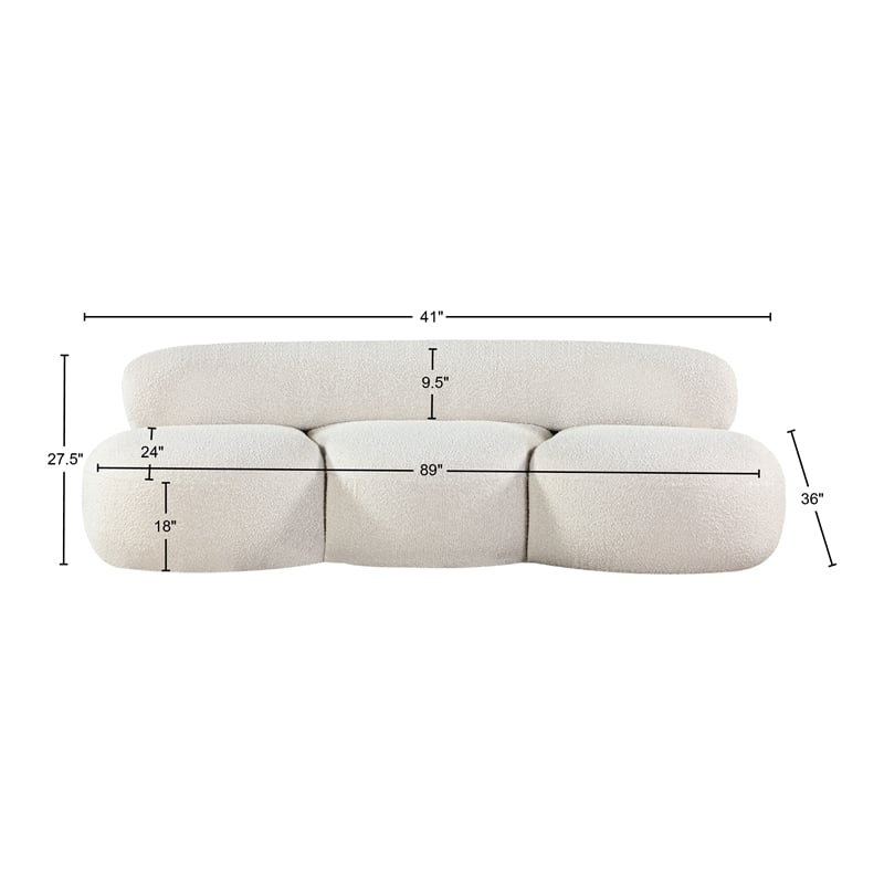 Meridian Furniture Venti Cream Boucle Fabric Sofa