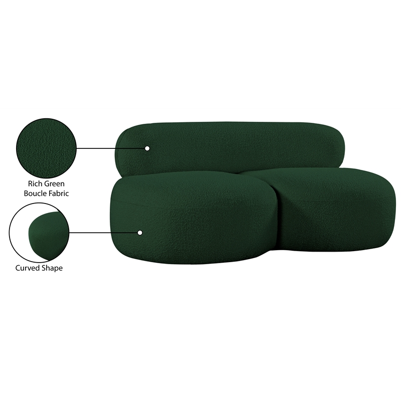 Meridian Furniture Venti Green Boucle Fabric Loveseat