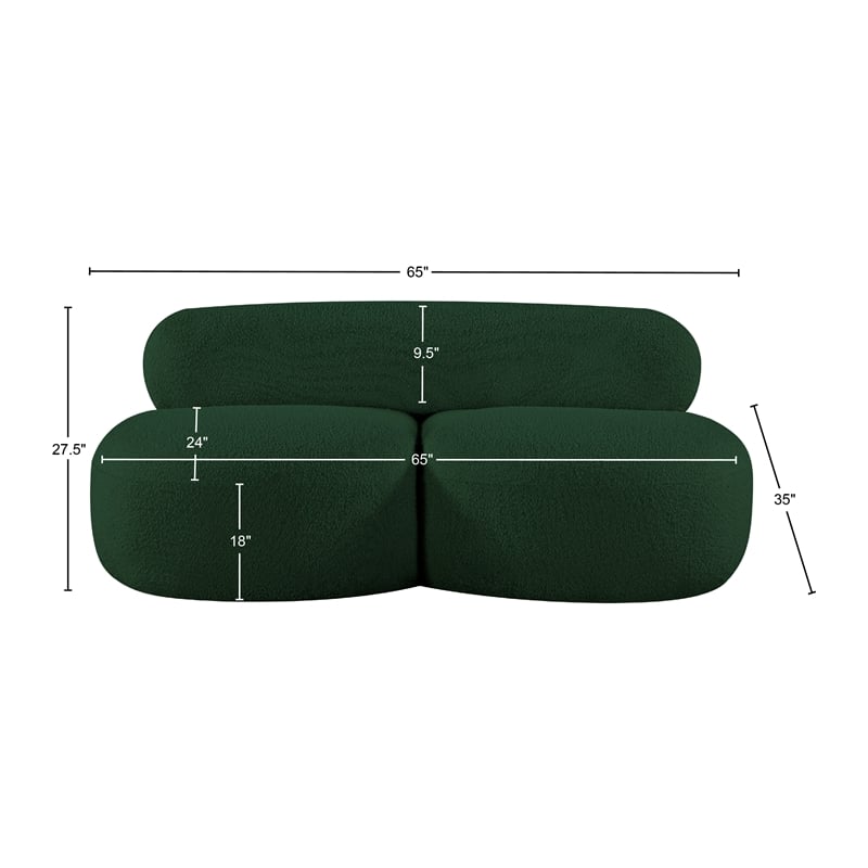 Meridian Furniture Venti Green Boucle Fabric Loveseat