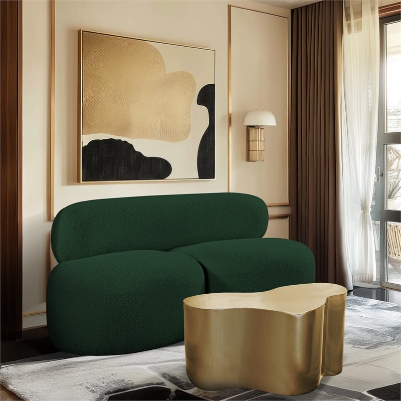 Meridian Furniture Venti Green Boucle Fabric Loveseat