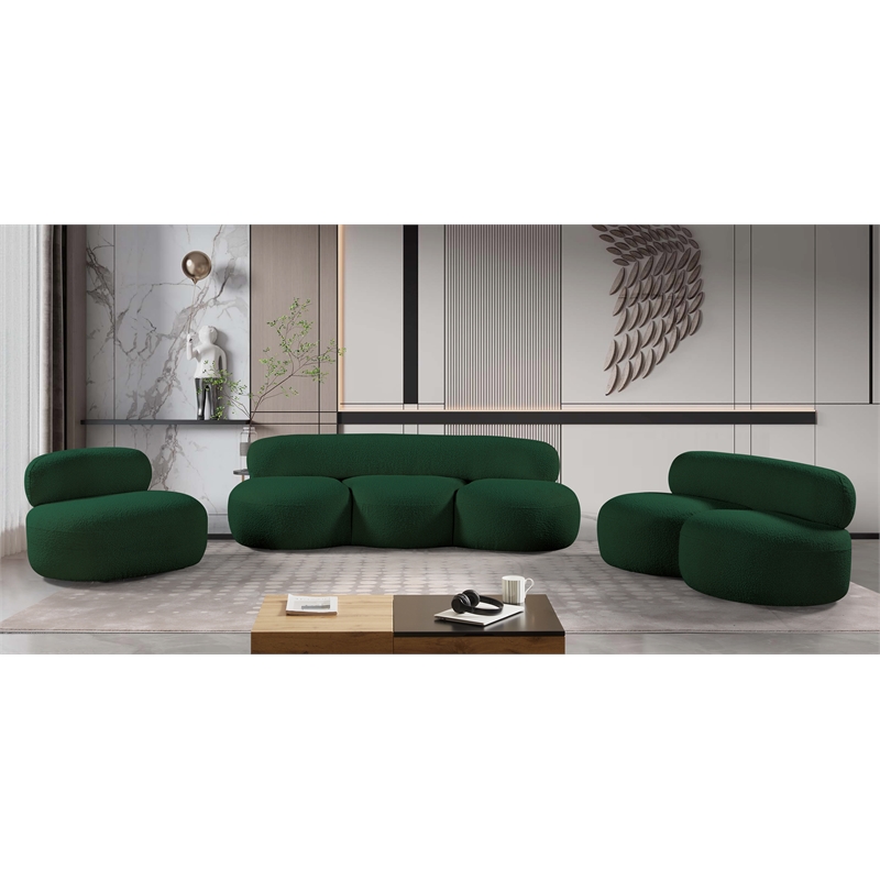 Meridian Furniture Venti Green Boucle Fabric Sofa