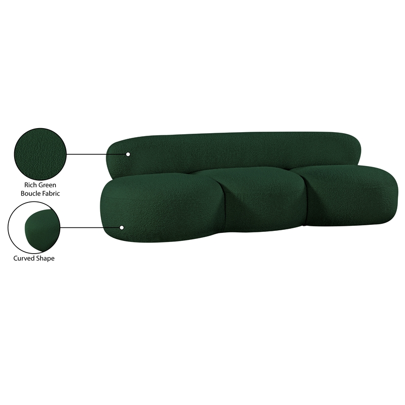Meridian Furniture Venti Green Boucle Fabric Sofa