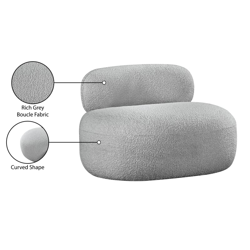 Meridian Furniture Venti Grey Boucle Fabric Chair