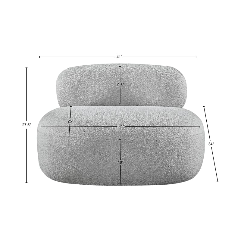 Meridian Furniture Venti Grey Boucle Fabric Chair