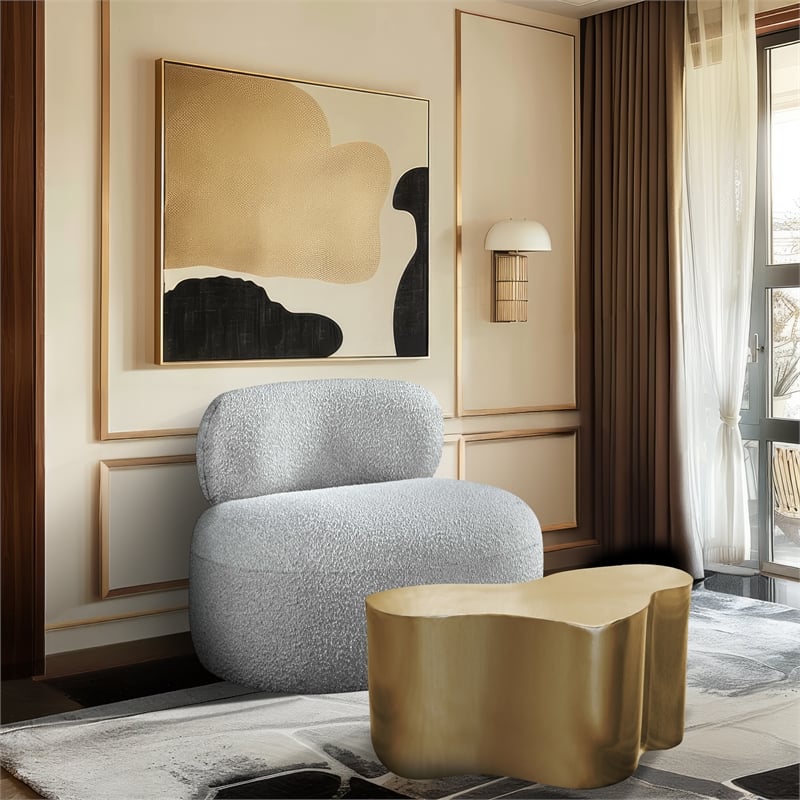 Meridian Furniture Venti Grey Boucle Fabric Chair