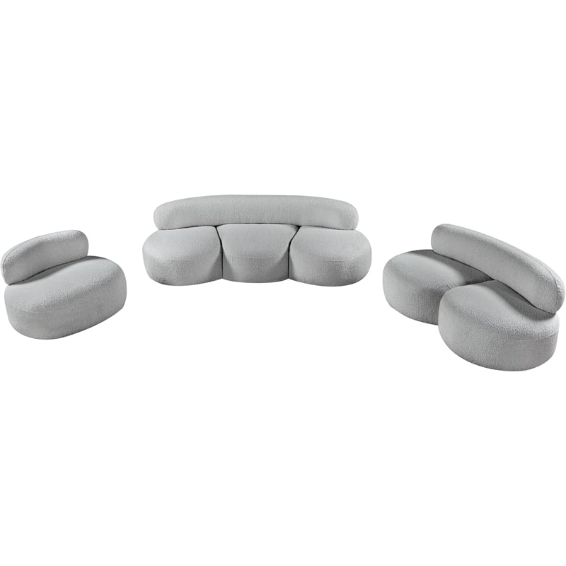 Meridian Furniture Venti Grey Boucle Fabric Loveseat