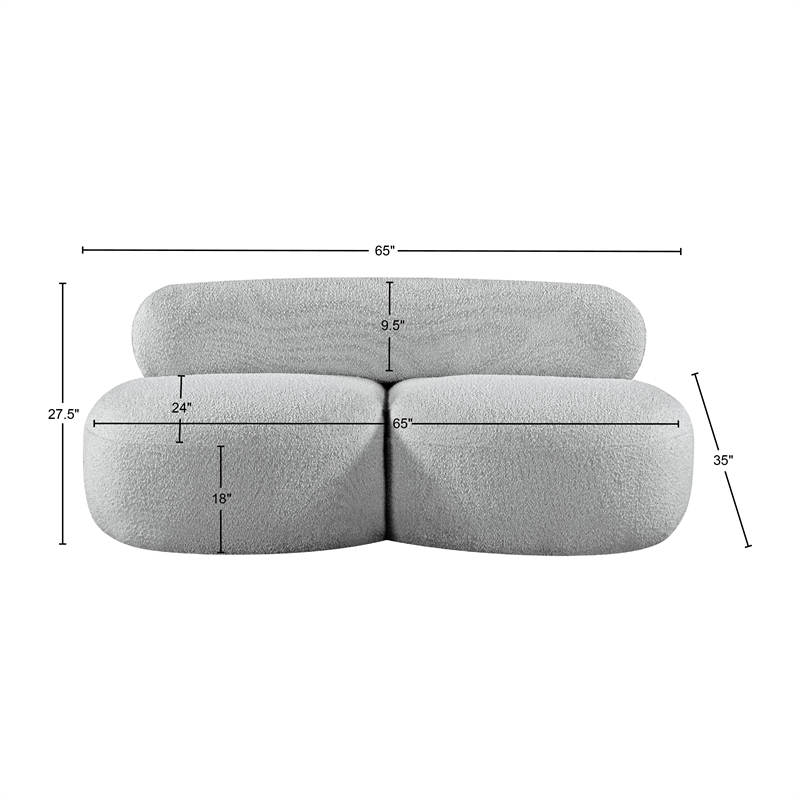 Meridian Furniture Venti Grey Boucle Fabric Loveseat