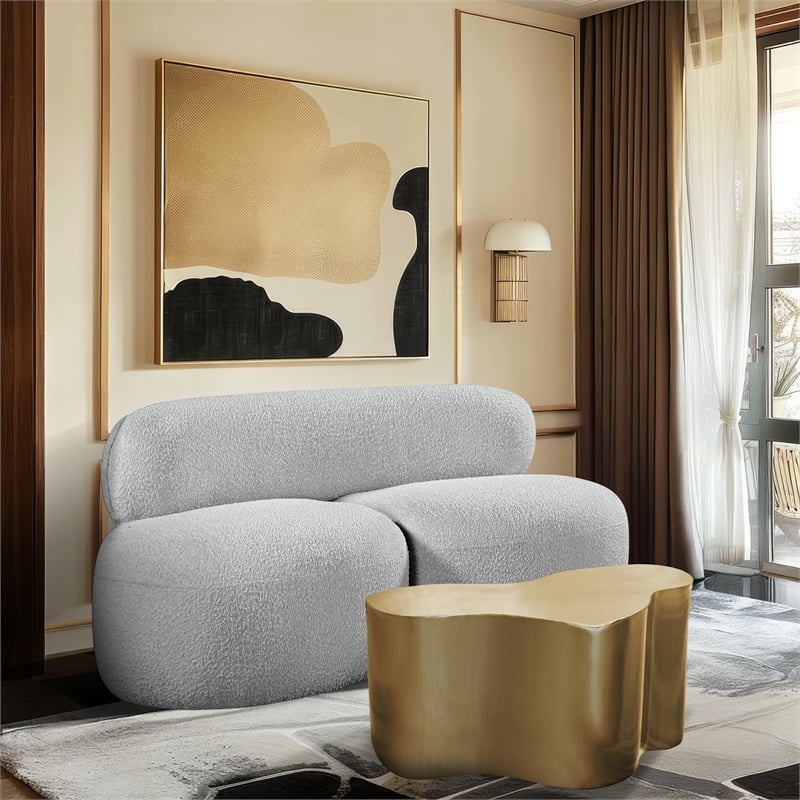 Meridian Furniture Venti Grey Boucle Fabric Loveseat