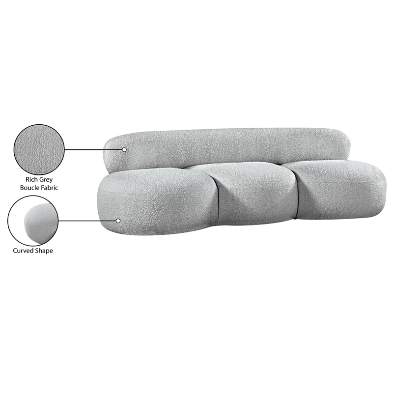 Meridian Furniture Venti Grey Boucle Fabric Sofa