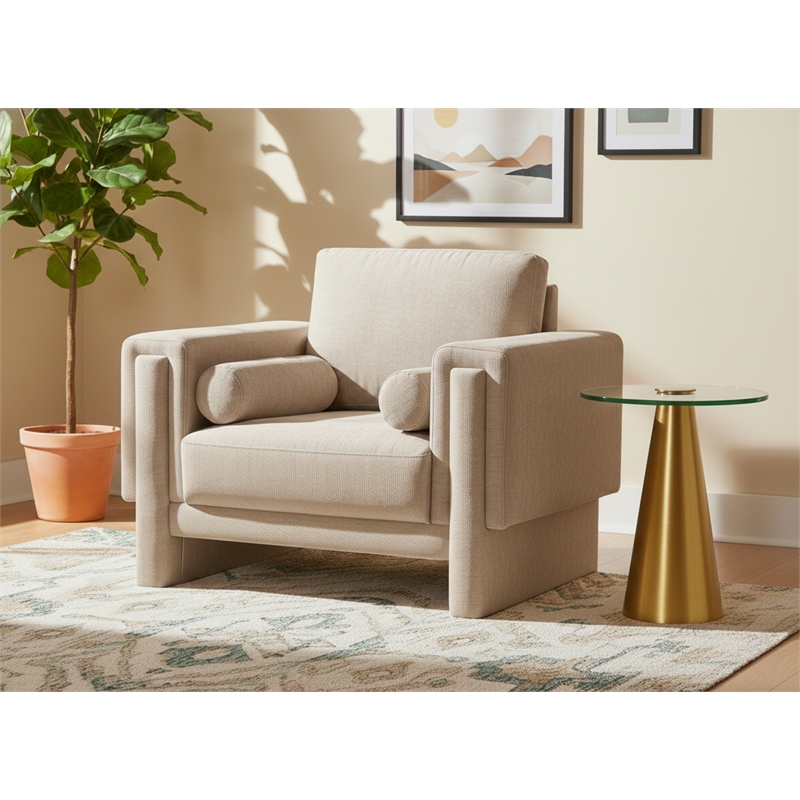 Meridian Furniture Madeline Beige Chenille Fabric Chair