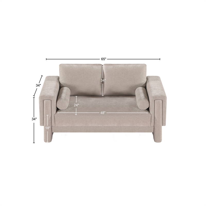 Meridian Furniture Madeline Beige Chenille Fabric Loveseat