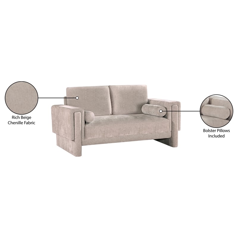 Meridian Furniture Madeline Beige Chenille Fabric Loveseat