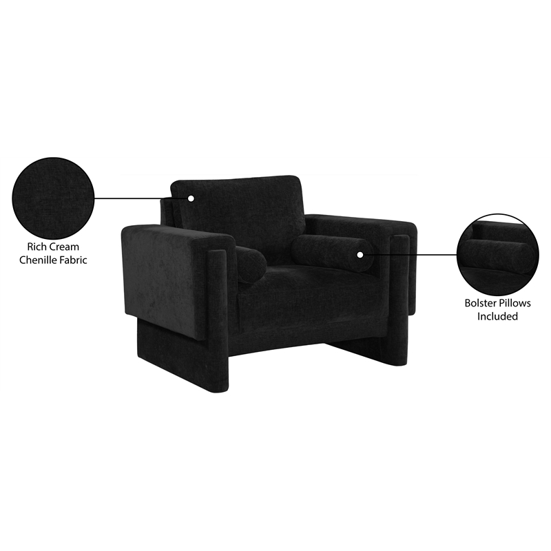 Meridian Furniture Madeline Black Chenille Fabric Chair
