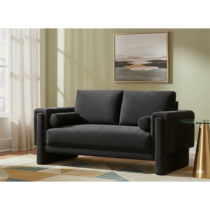 Meridian Furniture Madeline Black Chenille Fabric Loveseat