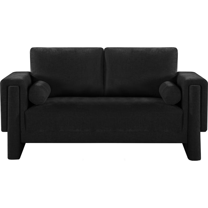 Meridian Furniture Madeline Black Chenille Fabric Loveseat