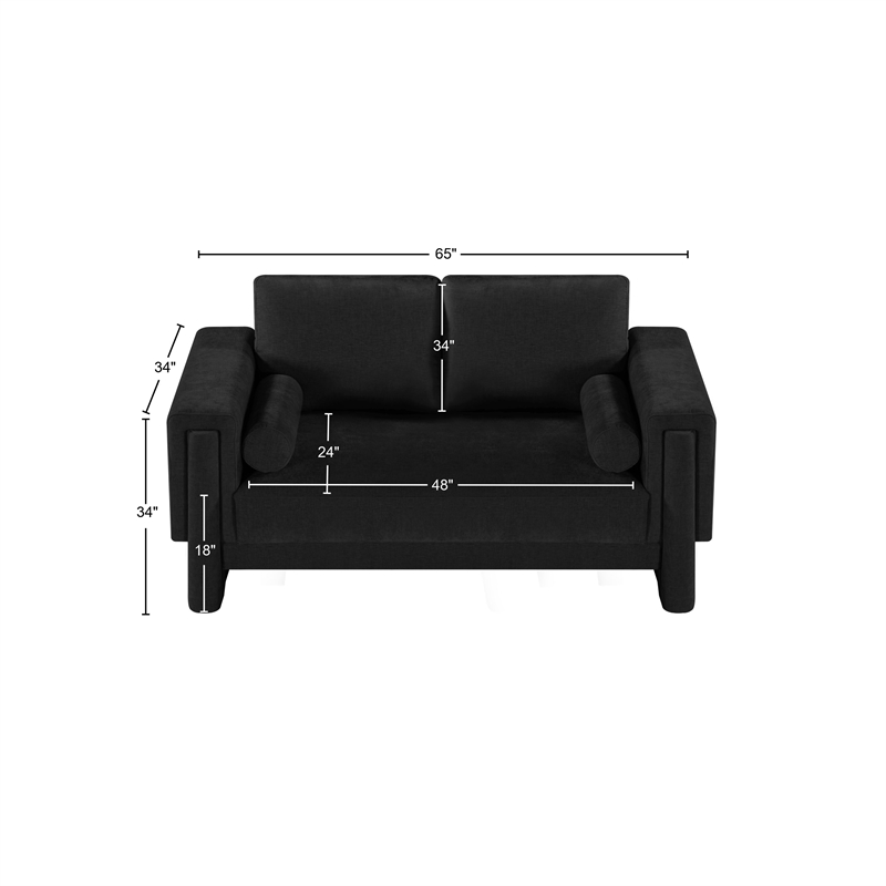 Meridian Furniture Madeline Black Chenille Fabric Loveseat