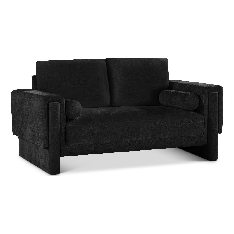 Meridian Furniture Madeline Black Chenille Fabric Loveseat