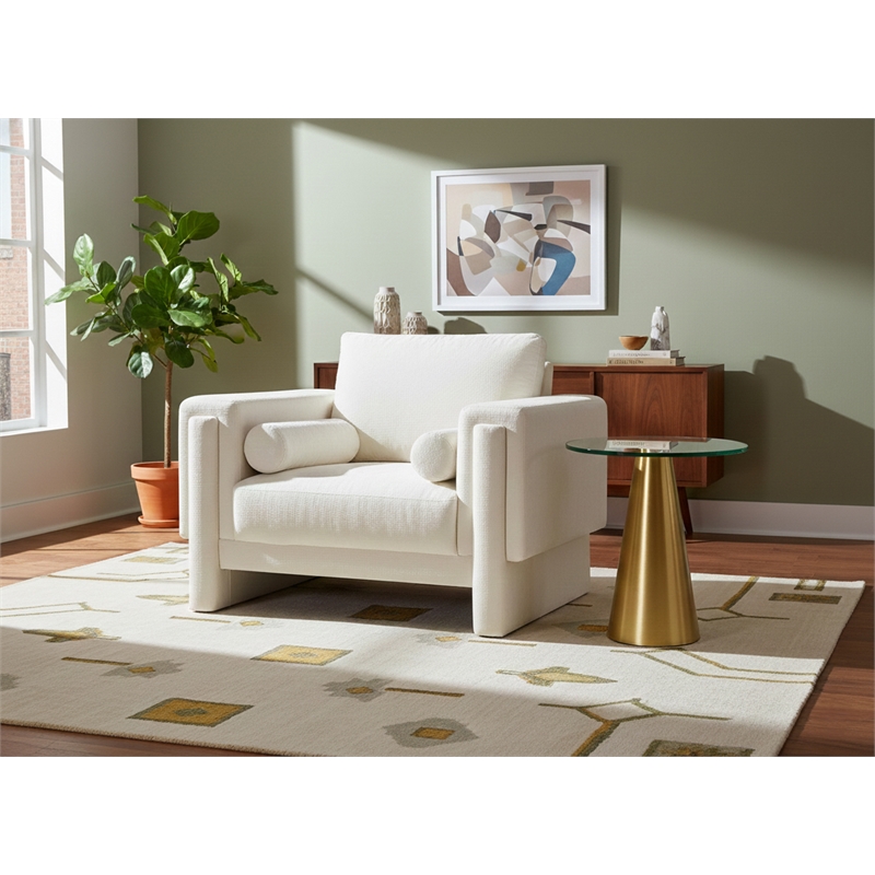 Meridian Furniture Madeline Cream Chenille Fabric Chair