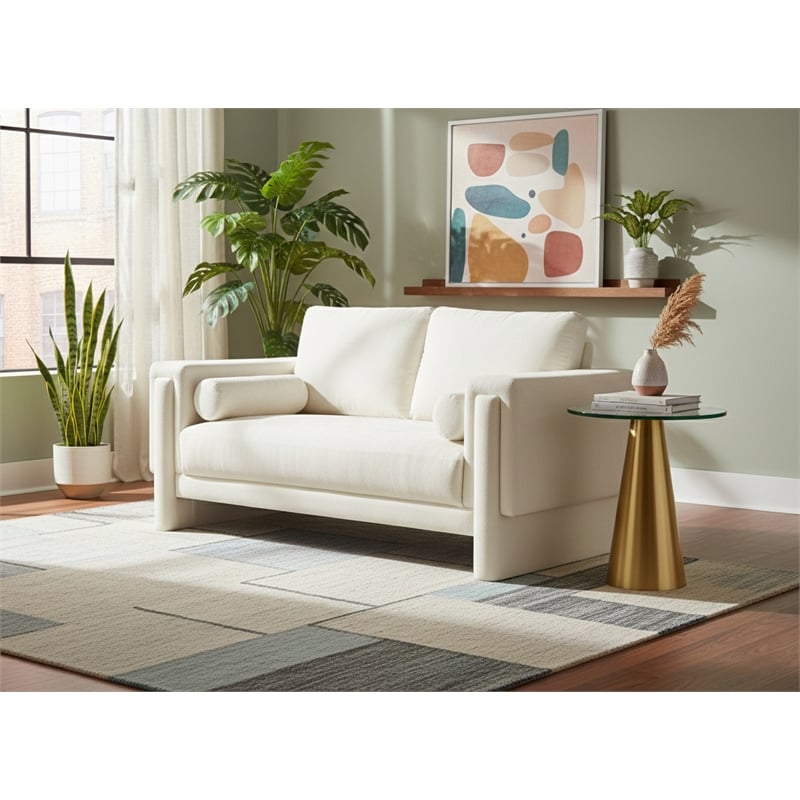 Meridian Furniture Madeline Cream Chenille Fabric Loveseat
