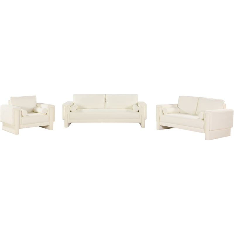 Meridian Furniture Madeline Cream Chenille Fabric Loveseat