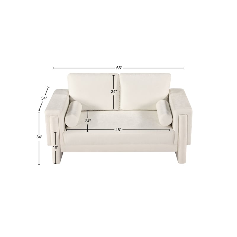 Meridian Furniture Madeline Cream Chenille Fabric Loveseat