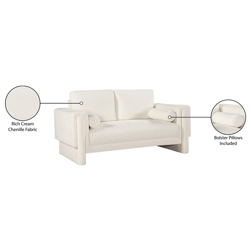 Meridian Furniture Madeline Cream Chenille Fabric Loveseat