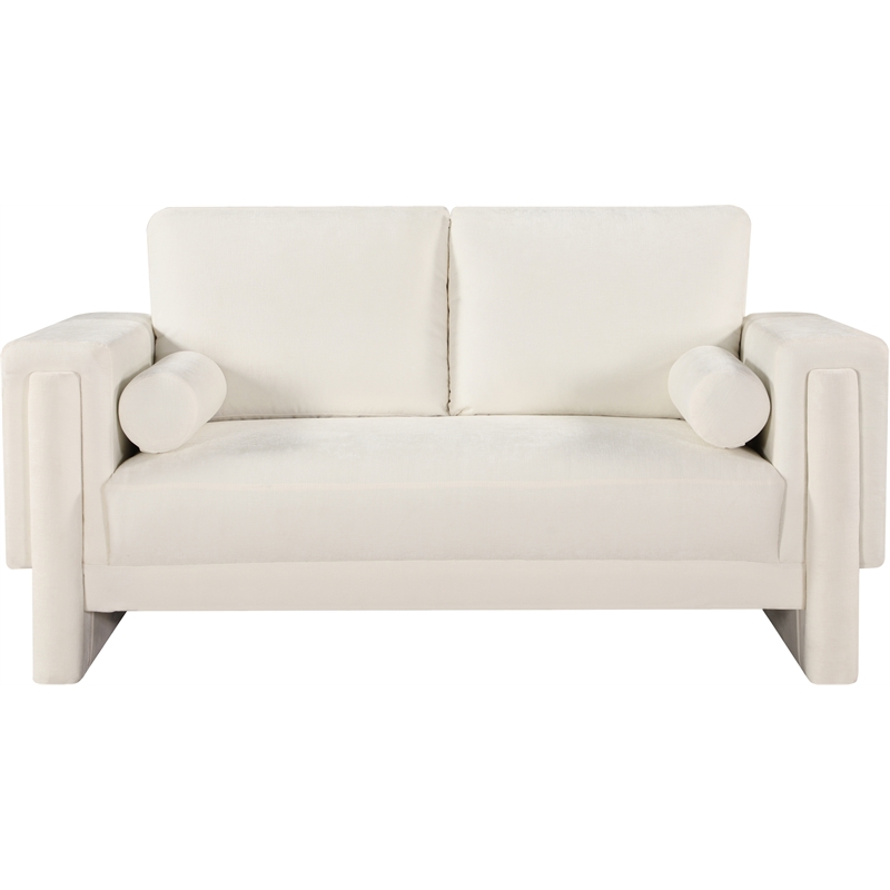 Meridian Furniture Madeline Cream Chenille Fabric Loveseat