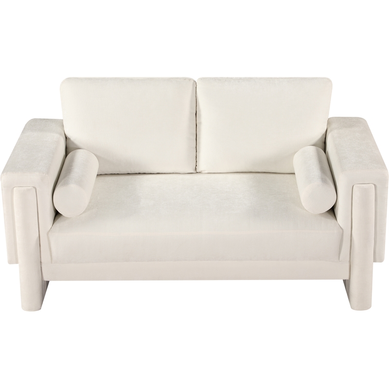 Meridian Furniture Madeline Cream Chenille Fabric Loveseat