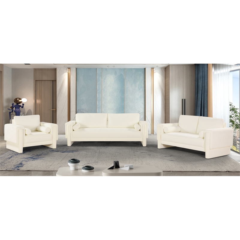 Meridian Furniture Madeline Cream Chenille Fabric Sofa