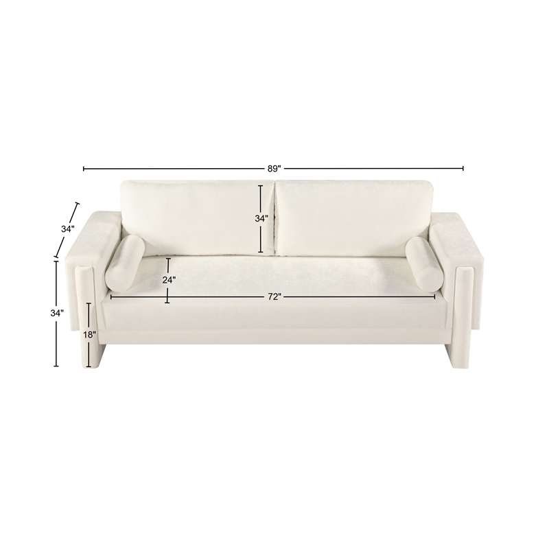 Meridian Furniture Madeline Cream Chenille Fabric Sofa
