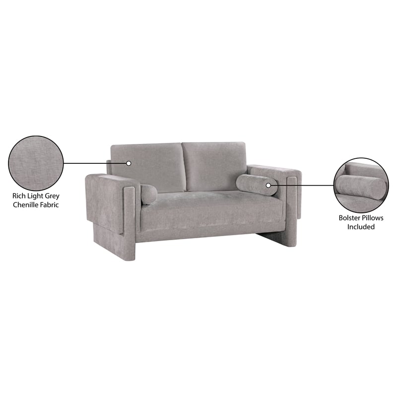Meridian Furniture Madeline Grey Chenille Fabric Loveseat