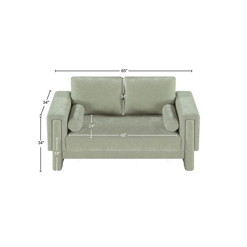 Meridian Furniture Madeline Mint Chenille Fabric Loveseat