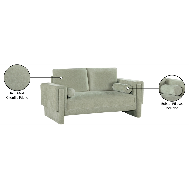 Meridian Furniture Madeline Mint Chenille Fabric Loveseat