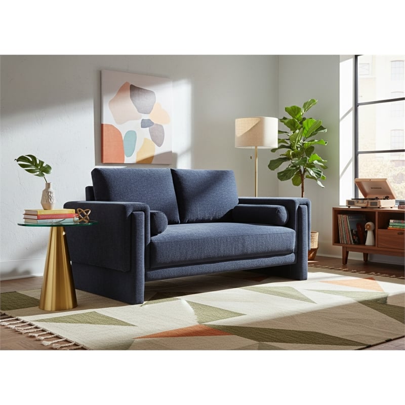 Meridian Furniture Madeline Navy Chenille Fabric Loveseat