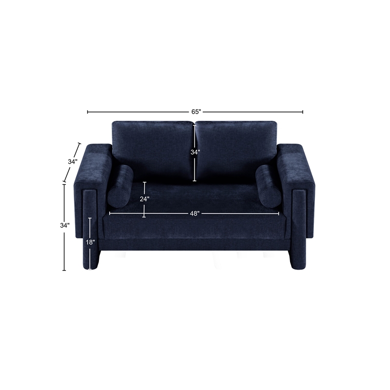 Meridian Furniture Madeline Navy Chenille Fabric Loveseat