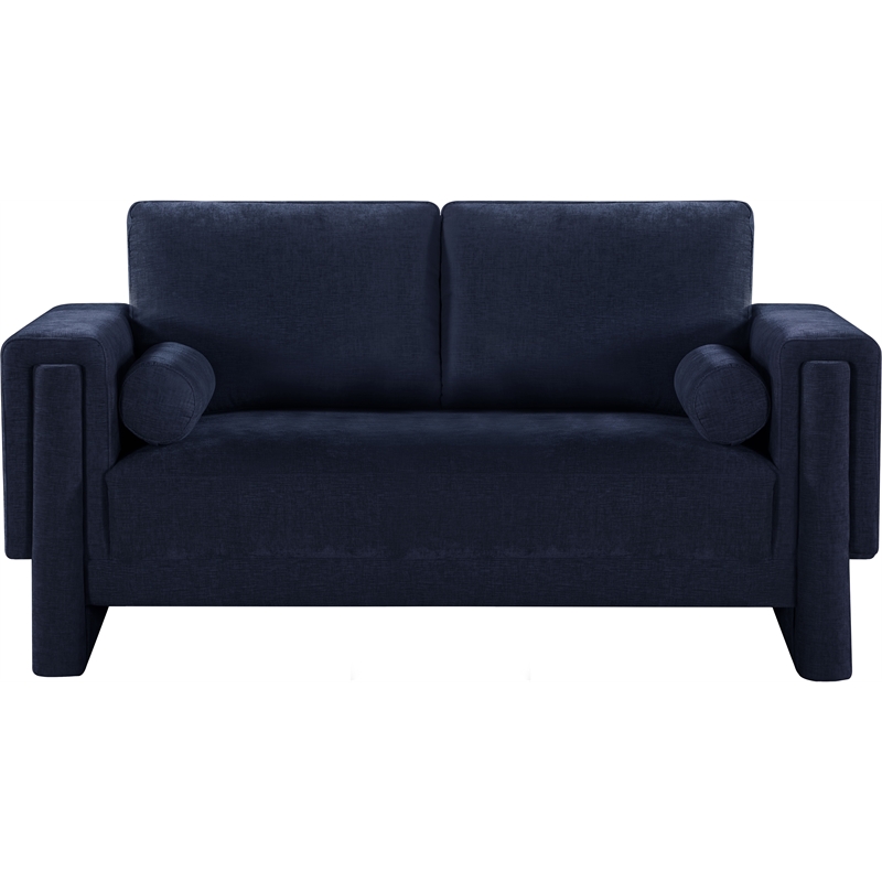 Meridian Furniture Madeline Navy Chenille Fabric Loveseat