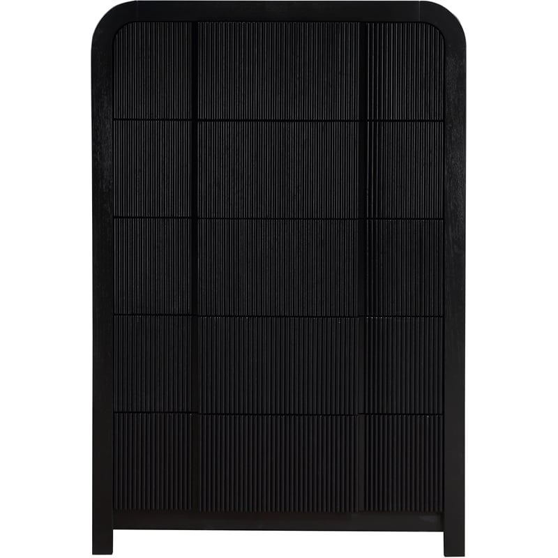 Meridian Furniture Fluted Black Oak Veneer Chest