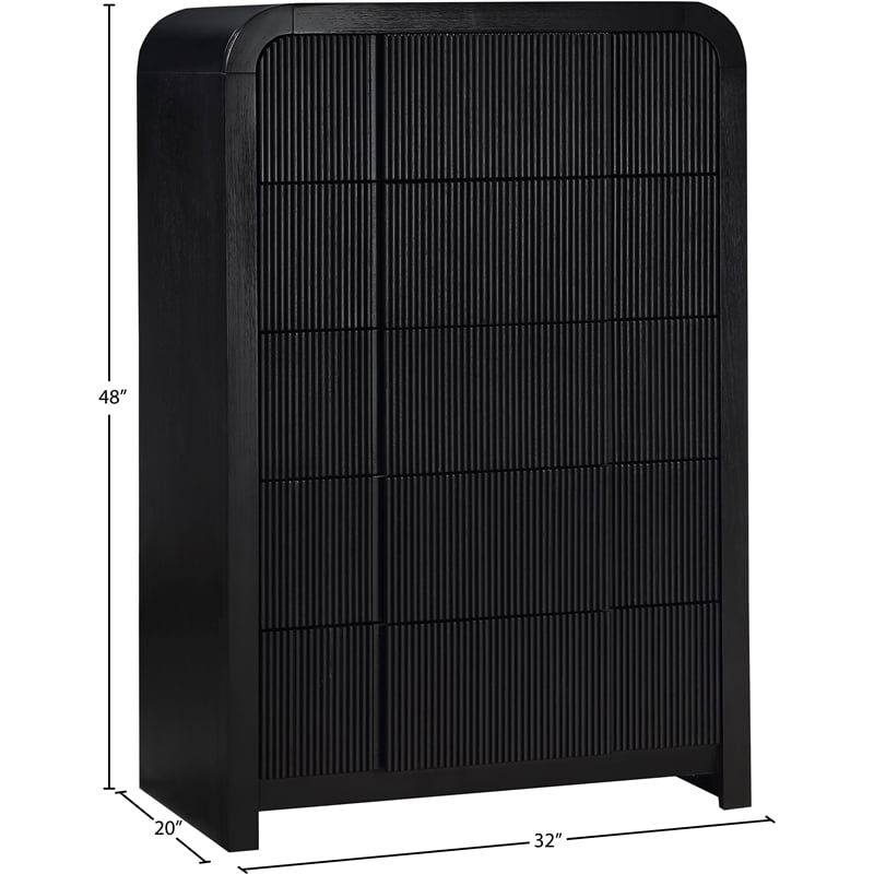 Meridian Furniture Fluted Black Oak Veneer Chest