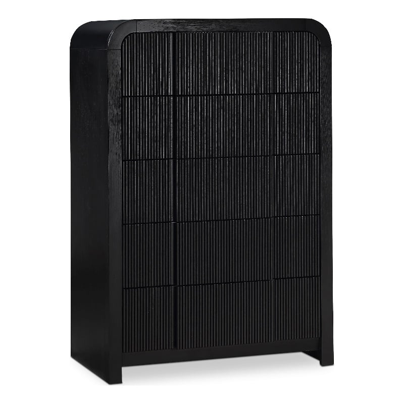 Meridian Furniture Fluted Black Oak Veneer Chest