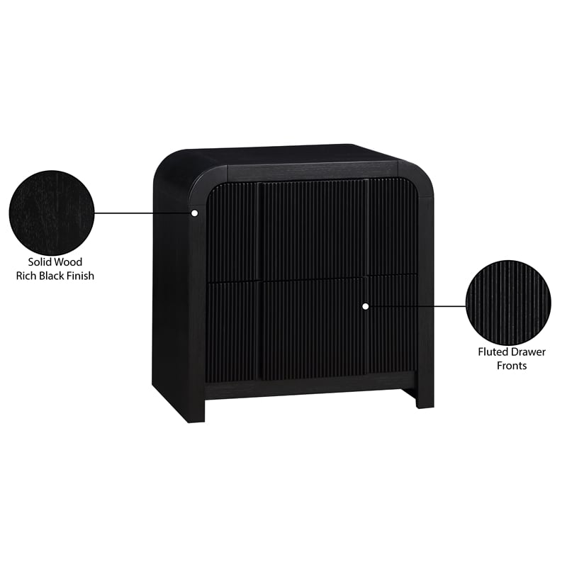 Meridian Furniture Fluted Black Night Stand