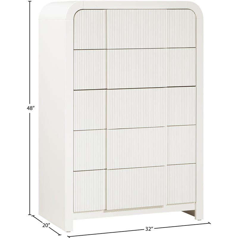 Meridian Furniture Fluted Cream Oak Veneer Chest
