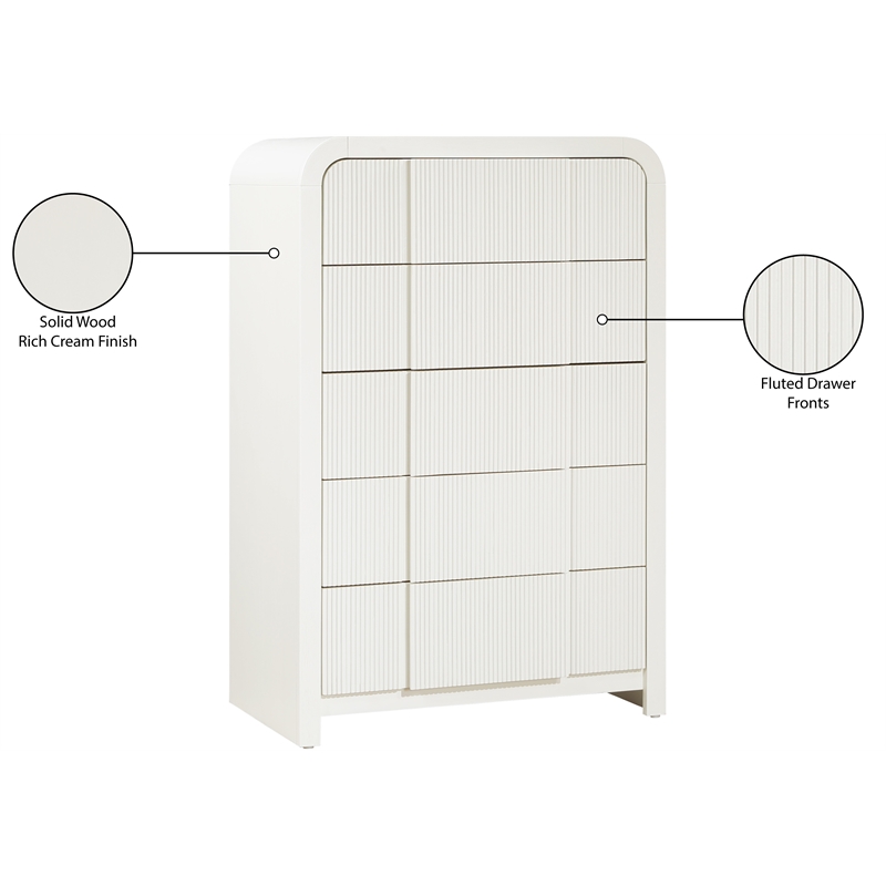 Meridian Furniture Fluted Cream Oak Veneer Chest