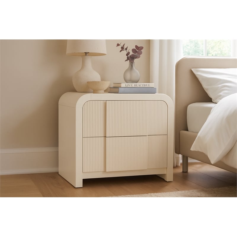 Meridian Furniture Fluted Cream Night Stand