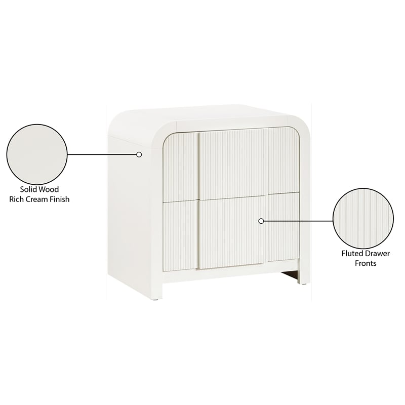 Meridian Furniture Fluted Cream Night Stand